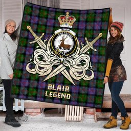 ScotsTee Shop Scottish Blair Modern Clan Crest Tartan Quilt The Golden Sword of Courageous Legacy Quilt