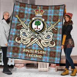 ScotsTee Shop Scottish Anderson Ancient Clan Crest Tartan Quilt The Golden Sword of Courageous Legacy Quilt