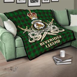 ScotsTee Shop Scottish Beveridge Clan Crest Tartan Quilt The Golden Sword of Courageous Legacy Quilt