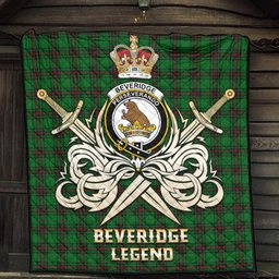 ScotsTee Shop Scottish Beveridge Clan Crest Tartan Quilt The Golden Sword of Courageous Legacy Quilt