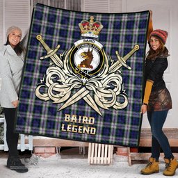 ScotsTee Shop Scottish Baird Dress Clan Crest Tartan Quilt The Golden Sword of Courageous Legacy Quilt