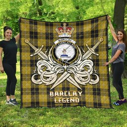 ScotsTee Shop Scottish Barclay Dress Clan Crest Tartan Quilt The Golden Sword of Courageous Legacy Quilt