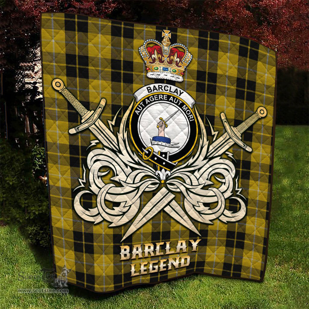 ScotsTee Shop Scottish Barclay Dress Clan Crest Tartan Quilt The Golden Sword of Courageous Legacy Quilt