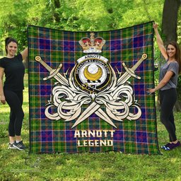 ScotsTee Shop Scottish Arnott Clan Crest Tartan Quilt The Golden Sword of Courageous Legacy Quilt