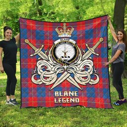 ScotsTee Shop Scottish Blane Clan Crest Tartan Quilt The Golden Sword of Courageous Legacy Quilt
