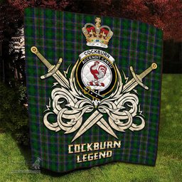 ScotsTee Shop Scottish Cockburn Clan Crest Tartan Quilt The Golden Sword of Courageous Legacy Quilt