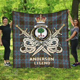 ScotsTee Shop Scottish Anderson Clan Crest Tartan Quilt The Golden Sword of Courageous Legacy Quilt