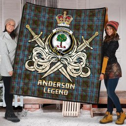 ScotsTee Shop Scottish Anderson Clan Crest Tartan Quilt The Golden Sword of Courageous Legacy Quilt