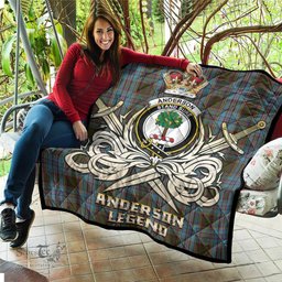 ScotsTee Shop Scottish Anderson Clan Crest Tartan Quilt The Golden Sword of Courageous Legacy Quilt