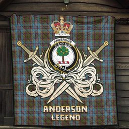 ScotsTee Shop Scottish Anderson Clan Crest Tartan Quilt The Golden Sword of Courageous Legacy Quilt
