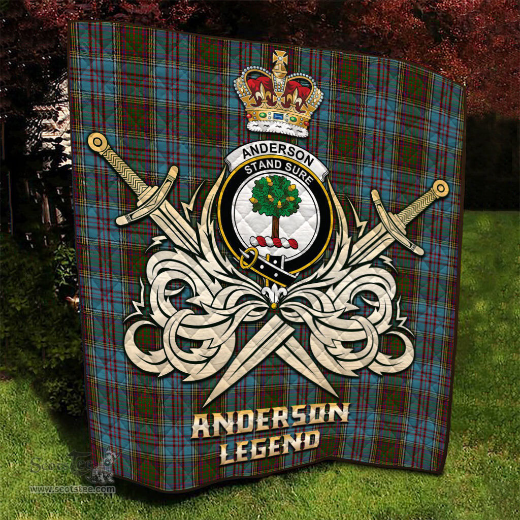 ScotsTee Shop Scottish Anderson Clan Crest Tartan Quilt The Golden Sword of Courageous Legacy Quilt