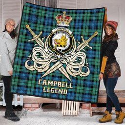 ScotsTee Shop Scottish Campbell Ancient 01 Clan Crest Tartan Quilt The Golden Sword of Courageous Legacy Quilt