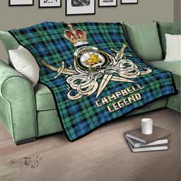 ScotsTee Shop Scottish Campbell Ancient 01 Clan Crest Tartan Quilt The Golden Sword of Courageous Legacy Quilt