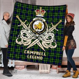 ScotsTee Shop Scottish Campbell of Breadalbane Modern Clan Crest Tartan Quilt The Golden Sword of Courageous Legacy Quilt