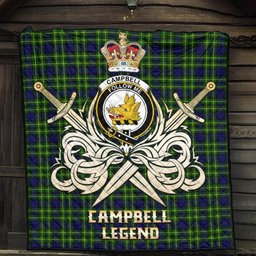 ScotsTee Shop Scottish Campbell of Breadalbane Modern Clan Crest Tartan Quilt The Golden Sword of Courageous Legacy Quilt