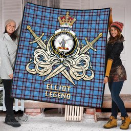 ScotsTee Shop Scottish Elliot Ancient Clan Crest Tartan Quilt The Golden Sword of Courageous Legacy Quilt