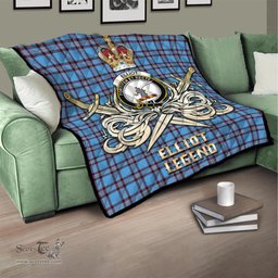 ScotsTee Shop Scottish Elliot Ancient Clan Crest Tartan Quilt The Golden Sword of Courageous Legacy Quilt
