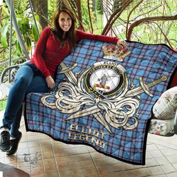 ScotsTee Shop Scottish Elliot Ancient Clan Crest Tartan Quilt The Golden Sword of Courageous Legacy Quilt