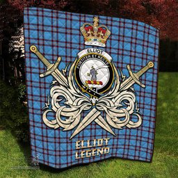 ScotsTee Shop Scottish Elliot Ancient Clan Crest Tartan Quilt The Golden Sword of Courageous Legacy Quilt