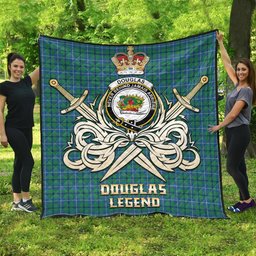 ScotsTee Shop Scottish Douglas Ancient Clan Crest Tartan Quilt The Golden Sword of Courageous Legacy Quilt