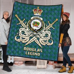 ScotsTee Shop Scottish Douglas Ancient Clan Crest Tartan Quilt The Golden Sword of Courageous Legacy Quilt