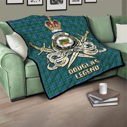 ScotsTee Shop Scottish Douglas Ancient Clan Crest Tartan Quilt The Golden Sword of Courageous Legacy Quilt