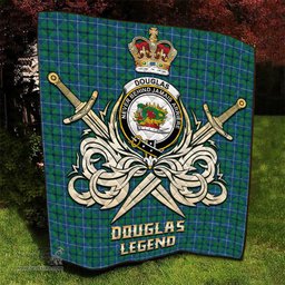 ScotsTee Shop Scottish Douglas Ancient Clan Crest Tartan Quilt The Golden Sword of Courageous Legacy Quilt