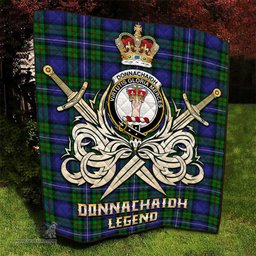 ScotsTee Shop Scottish Donnachaidh Clan Crest Tartan Quilt The Golden Sword of Courageous Legacy Quilt