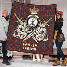 ScotsTee Shop Scottish Fraser Ancient Clan Crest Tartan Quilt The Golden Sword of Courageous Legacy Quilt
