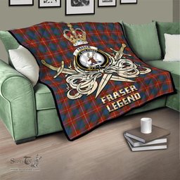 ScotsTee Shop Scottish Fraser Ancient Clan Crest Tartan Quilt The Golden Sword of Courageous Legacy Quilt