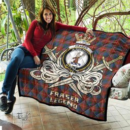 ScotsTee Shop Scottish Fraser Ancient Clan Crest Tartan Quilt The Golden Sword of Courageous Legacy Quilt