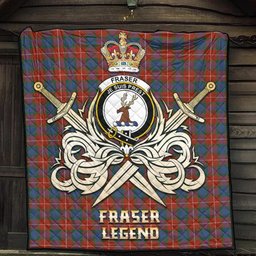 ScotsTee Shop Scottish Fraser Ancient Clan Crest Tartan Quilt The Golden Sword of Courageous Legacy Quilt