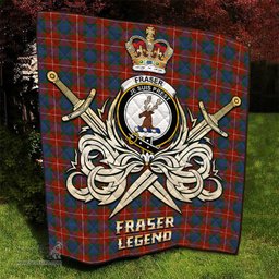 ScotsTee Shop Scottish Fraser Ancient Clan Crest Tartan Quilt The Golden Sword of Courageous Legacy Quilt