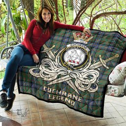 ScotsTee Shop Scottish Cochrane Ancient Clan Crest Tartan Quilt The Golden Sword of Courageous Legacy Quilt