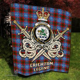ScotsTee Shop Scottish Crichton Clan Crest Tartan Quilt The Golden Sword of Courageous Legacy Quilt