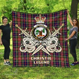 ScotsTee Shop Scottish Christie Clan Crest Tartan Quilt The Golden Sword of Courageous Legacy Quilt