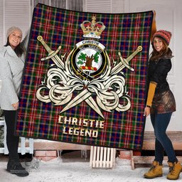 ScotsTee Shop Scottish Christie Clan Crest Tartan Quilt The Golden Sword of Courageous Legacy Quilt