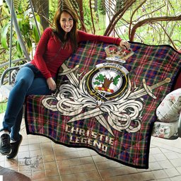 ScotsTee Shop Scottish Christie Clan Crest Tartan Quilt The Golden Sword of Courageous Legacy Quilt