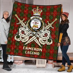 ScotsTee Shop Scottish Cameron Clan Crest Tartan Quilt The Golden Sword of Courageous Legacy Quilt