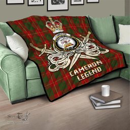 ScotsTee Shop Scottish Cameron Clan Crest Tartan Quilt The Golden Sword of Courageous Legacy Quilt