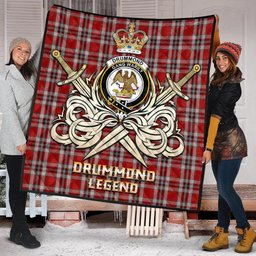 ScotsTee Shop Scottish Drummond of Perth Dress Clan Crest Tartan Quilt The Golden Sword of Courageous Legacy Quilt