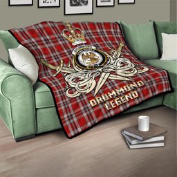 ScotsTee Shop Scottish Drummond of Perth Dress Clan Crest Tartan Quilt The Golden Sword of Courageous Legacy Quilt