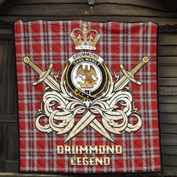 ScotsTee Shop Scottish Drummond of Perth Dress Clan Crest Tartan Quilt The Golden Sword of Courageous Legacy Quilt
