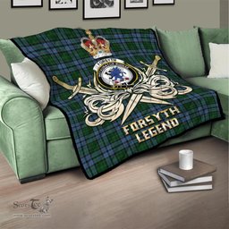 ScotsTee Shop Scottish Forsyth Clan Crest Tartan Quilt The Golden Sword of Courageous Legacy Quilt
