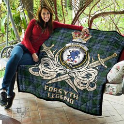 ScotsTee Shop Scottish Forsyth Clan Crest Tartan Quilt The Golden Sword of Courageous Legacy Quilt