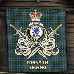 ScotsTee Shop Scottish Forsyth Clan Crest Tartan Quilt The Golden Sword of Courageous Legacy Quilt