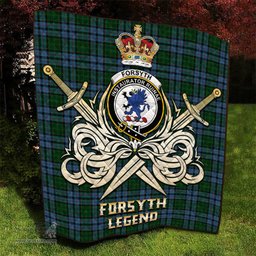 ScotsTee Shop Scottish Forsyth Clan Crest Tartan Quilt The Golden Sword of Courageous Legacy Quilt