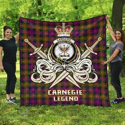 ScotsTee Shop Scottish Carnegie Modern Clan Crest Tartan Quilt The Golden Sword of Courageous Legacy Quilt