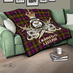ScotsTee Shop Scottish Carnegie Modern Clan Crest Tartan Quilt The Golden Sword of Courageous Legacy Quilt