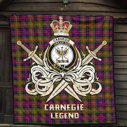 ScotsTee Shop Scottish Carnegie Modern Clan Crest Tartan Quilt The Golden Sword of Courageous Legacy Quilt